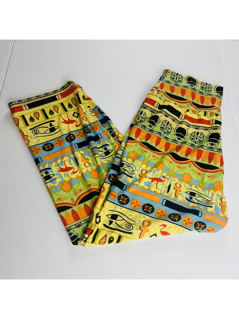 Vibrant WMN's Egyptian Maximalist Graphic Print Pants, She's High Fashion NWT OS